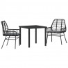 Zestaw do jadalni w ogrodzie 3 pcs Czarny polirattan