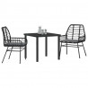 Zestaw do jadalni w ogrodzie 3 pcs Czarny polirattan