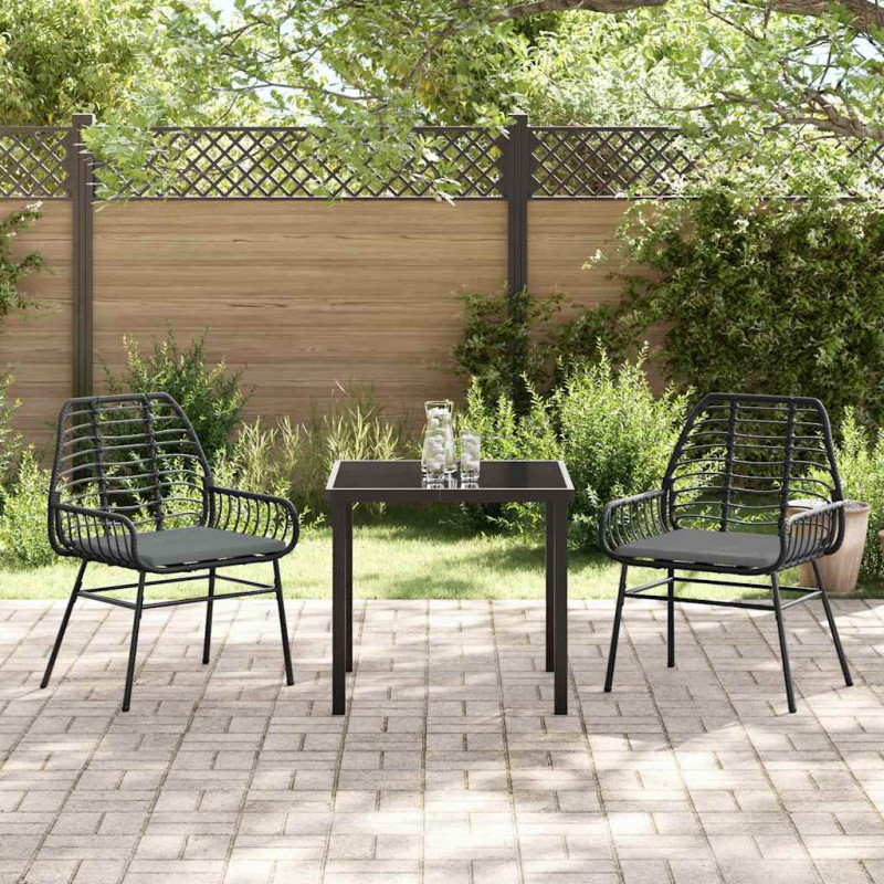 Zestaw do jadalni w ogrodzie 3 pcs Czarny polirattan