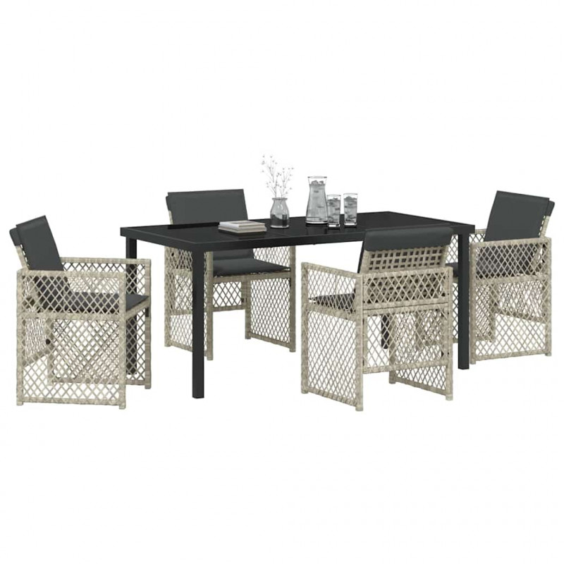 Zestaw do jadalni w ogrodzie 5 pcs Jasnoszary polirattan