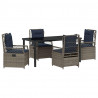 Zestaw do jadalni w ogrodzie 5 pcs Szary polirattan