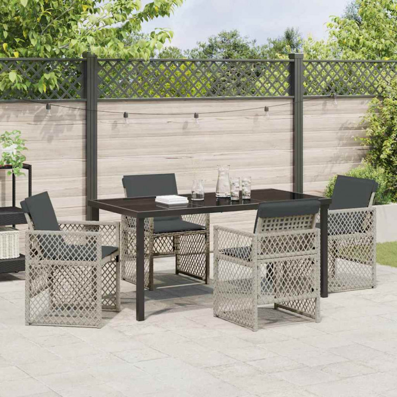 Zestaw do jadalni w ogrodzie 5 pcs Jasnoszary polirattan