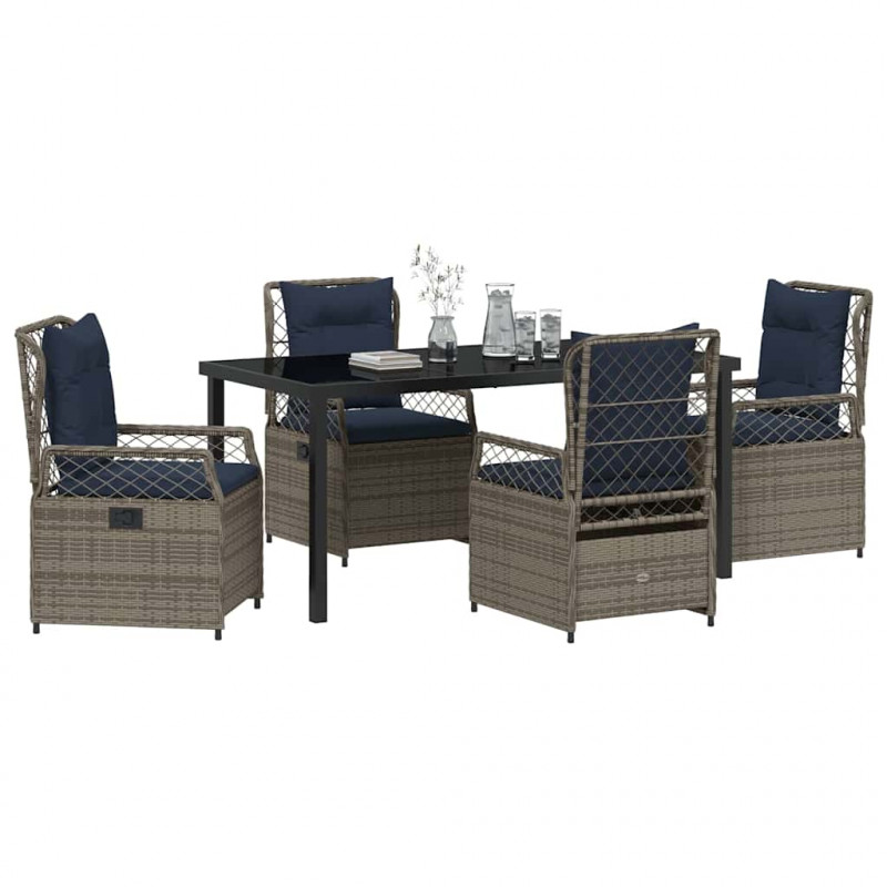 Zestaw do jadalni w ogrodzie 5 pcs Szary polirattan