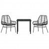 Zestaw do jadalni w ogrodzie 3 pcs Czarny polirattan