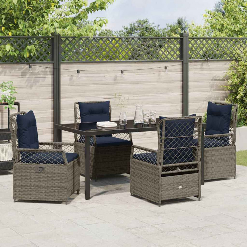 Zestaw do jadalni w ogrodzie 5 pcs Szary polirattan