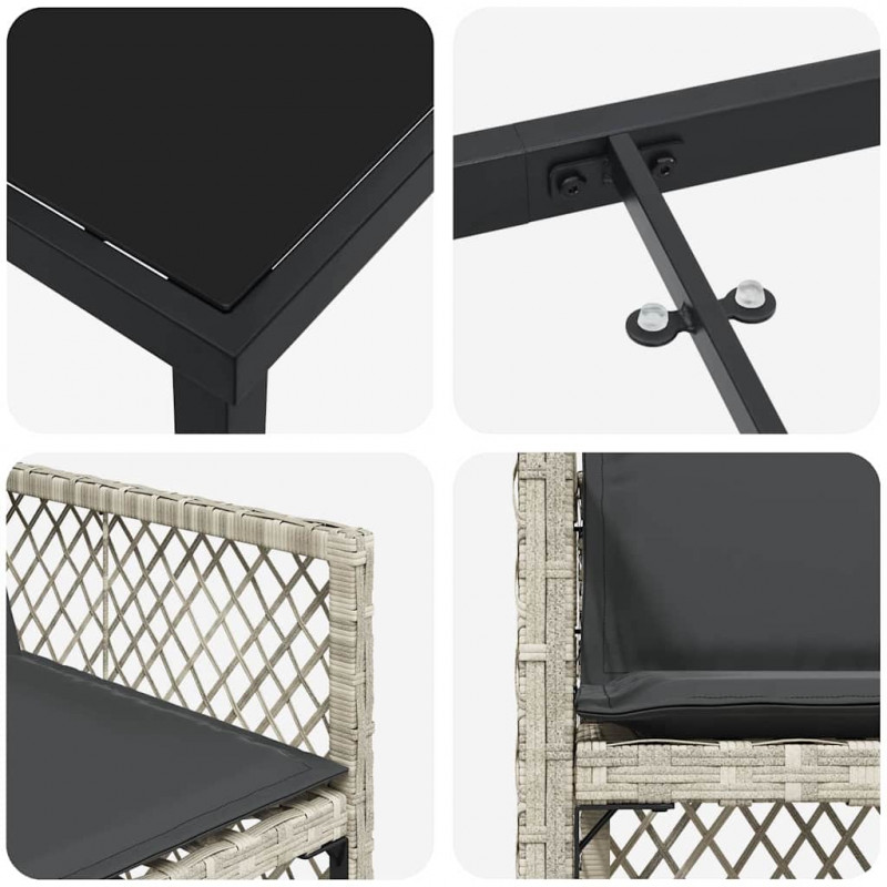 Zestaw do jadalni w ogrodzie 5 pcs Jasnoszary polirattan