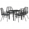 Zestaw do jadalni w ogrodzie 5 pcs Czarny polirattan