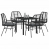 Zestaw do jadalni w ogrodzie 5 pcs Czarny polirattan