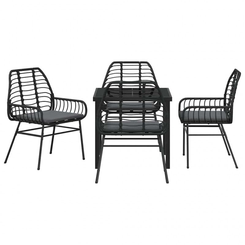 Zestaw do jadalni w ogrodzie 5 pcs Czarny polirattan