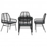 Zestaw do jadalni w ogrodzie 5 pcs Czarny polirattan