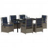 Zestaw do jadalni w ogrodzie 7 pcs Szary polirattan