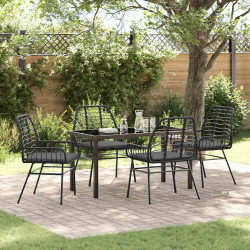 Zestaw do jadalni w ogrodzie 5 pcs Czarny polirattan