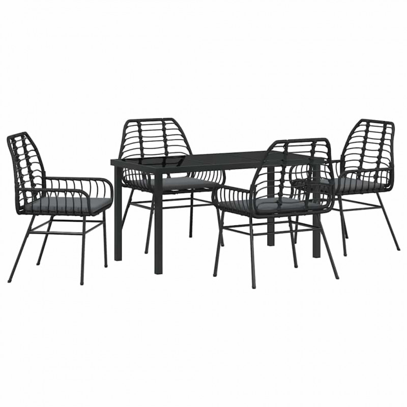 Zestaw do jadalni w ogrodzie 5 pcs Czarny polirattan