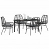 Zestaw do jadalni w ogrodzie 5 pcs Czarny polirattan