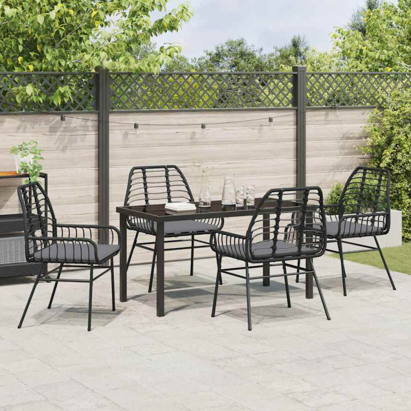 Zestaw do jadalni w ogrodzie 5 pcs Czarny polirattan