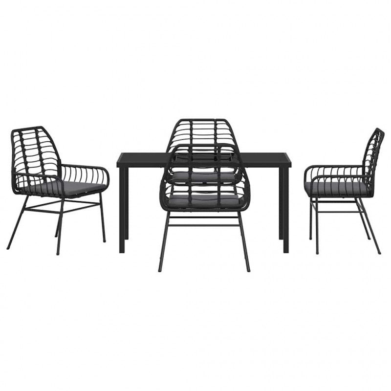 Zestaw do jadalni w ogrodzie 5 pcs Czarny polirattan