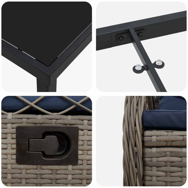 Zestaw do jadalni w ogrodzie 7 pcs Szary polirattan