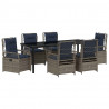Zestaw do jadalni w ogrodzie 7 pcs Szary polirattan