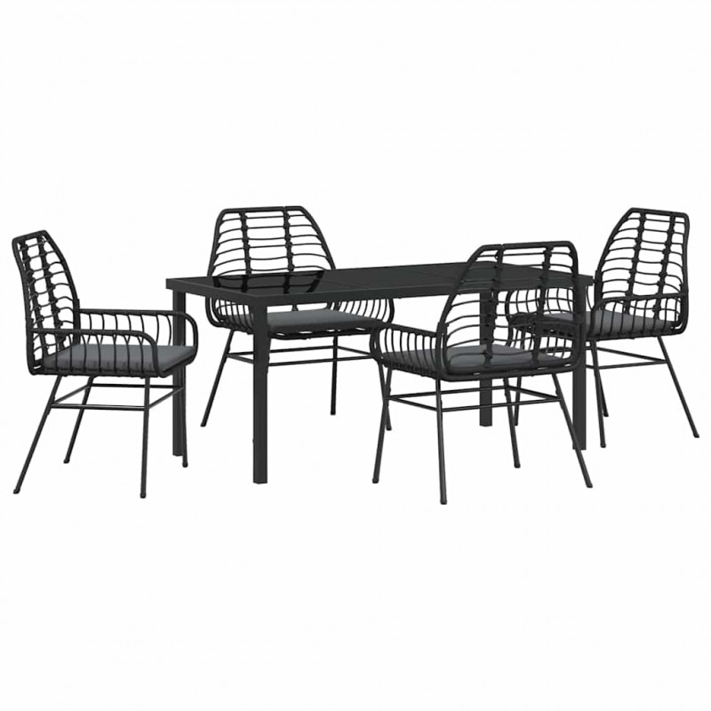 Zestaw do jadalni w ogrodzie 5 pcs Czarny polirattan