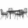 Zestaw do jadalni w ogrodzie 5 pcs Czarny polirattan