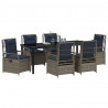 Zestaw do jadalni w ogrodzie 7 pcs Szary polirattan