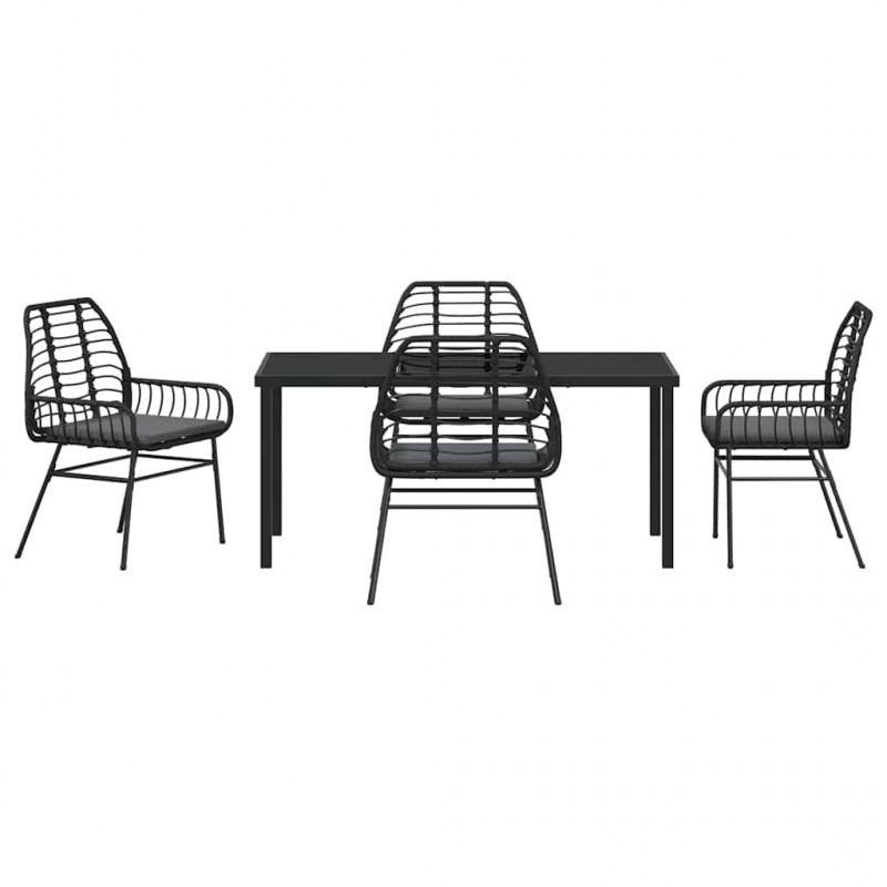 Zestaw do jadalni w ogrodzie 5 pcs Czarny polirattan
