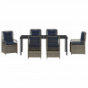 Zestaw do jadalni w ogrodzie 7 pcs Szary polirattan