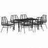 Zestaw do jadalni w ogrodzie 7 pcs Czarny polirattan