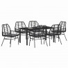 Zestaw do jadalni w ogrodzie 7 pcs Czarny polirattan