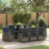 Zestaw do jadalni w ogrodzie 9 pcs Szary polirattan