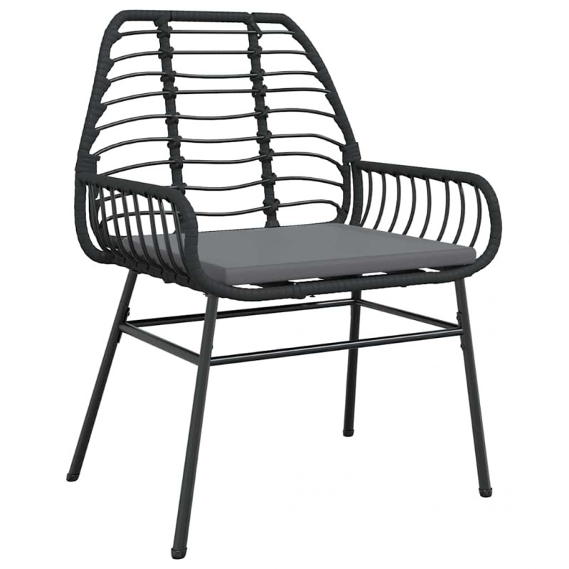 Zestaw do jadalni w ogrodzie 7 pcs Czarny polirattan