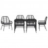 Zestaw do jadalni w ogrodzie 7 pcs Czarny polirattan