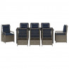 Zestaw do jadalni w ogrodzie 9 pcs Szary polirattan