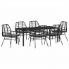 Zestaw do jadalni w ogrodzie 7 pcs Czarny polirattan