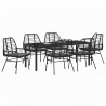 Zestaw do jadalni w ogrodzie 7 pcs Czarny polirattan