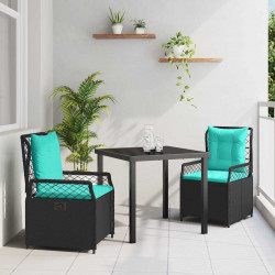 Zestaw do jadalni w ogrodzie 3 pcs Czarny polirattan