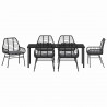 Zestaw do jadalni w ogrodzie 7 pcs Czarny polirattan