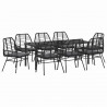 Zestaw do jadalni w ogrodzie 9 pcs Czarny polirattan