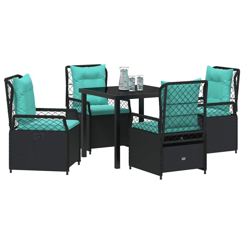 Zestaw do jadalni w ogrodzie 5 pcs Czarny polirattan