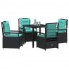 Zestaw do jadalni w ogrodzie 5 pcs Czarny polirattan