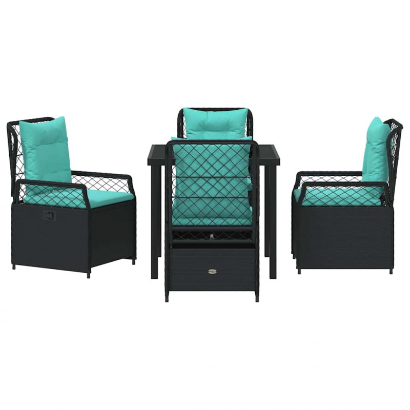 Zestaw do jadalni w ogrodzie 5 pcs Czarny polirattan