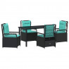Zestaw do jadalni w ogrodzie 5 pcs Czarny polirattan