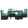 Zestaw do jadalni w ogrodzie 5 pcs Czarny polirattan