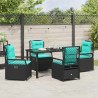 Zestaw do jadalni w ogrodzie 5 pcs Czarny polirattan