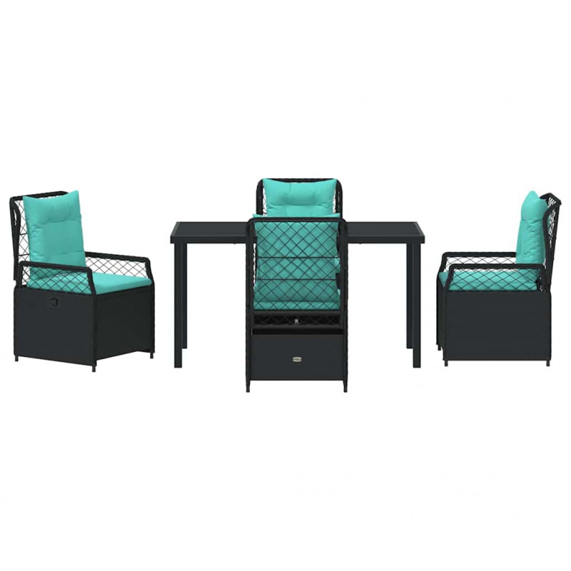 Zestaw do jadalni w ogrodzie 5 pcs Czarny polirattan