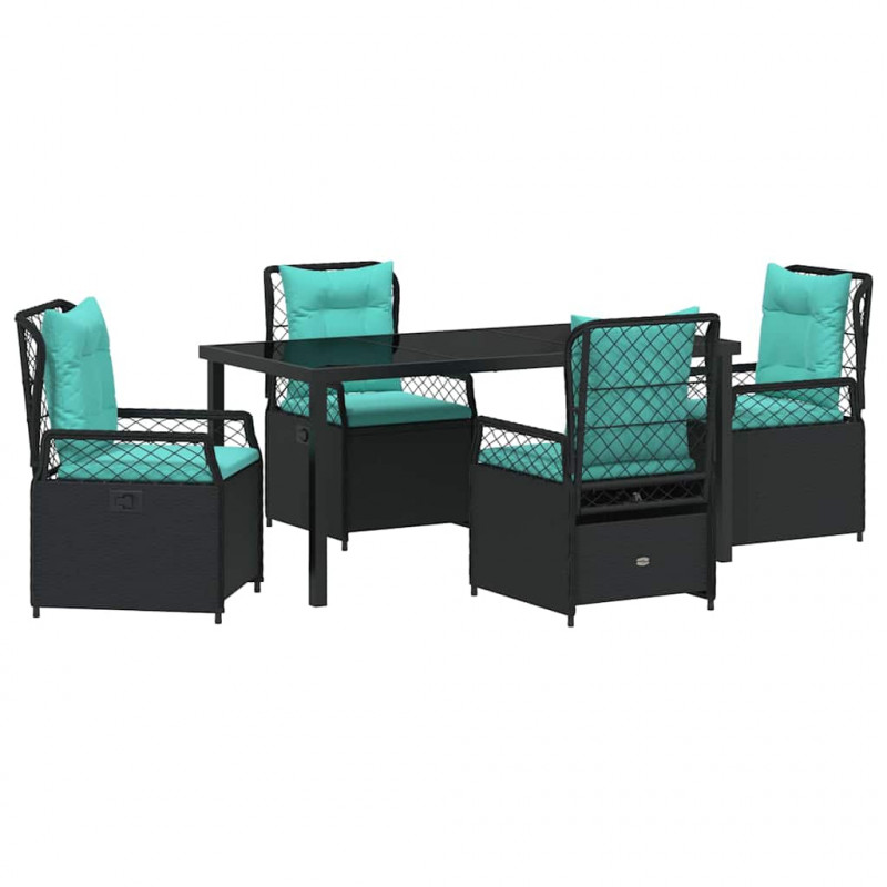 Zestaw do jadalni w ogrodzie 5 pcs Czarny polirattan