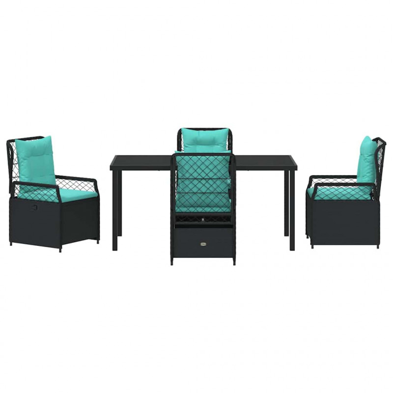 Zestaw do jadalni w ogrodzie 5 pcs Czarny polirattan