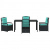 Zestaw do jadalni w ogrodzie 5 pcs Czarny polirattan