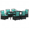 Zestaw do jadalni w ogrodzie 7 pcs Czarny polirattan