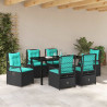Zestaw do jadalni w ogrodzie 7 pcs Czarny polirattan